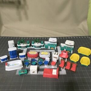 Vintage Keenway My Happy Family Dollhouse Furniture and Figures Large Lot